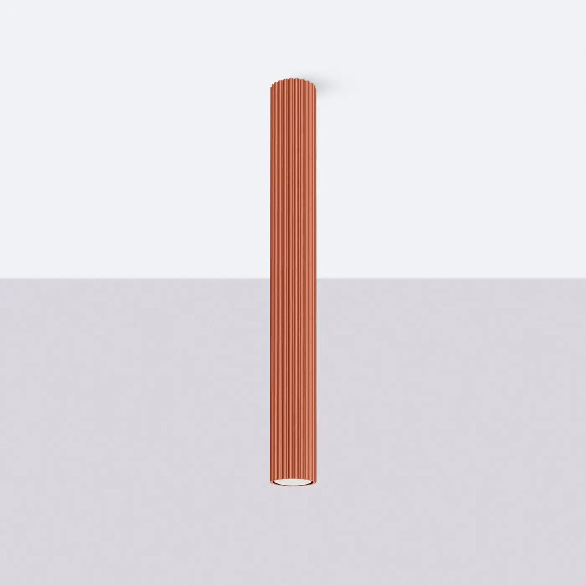 Plafonnier tube cannelé en aluminium, 10 à 60 cm de haut, rouge ocre