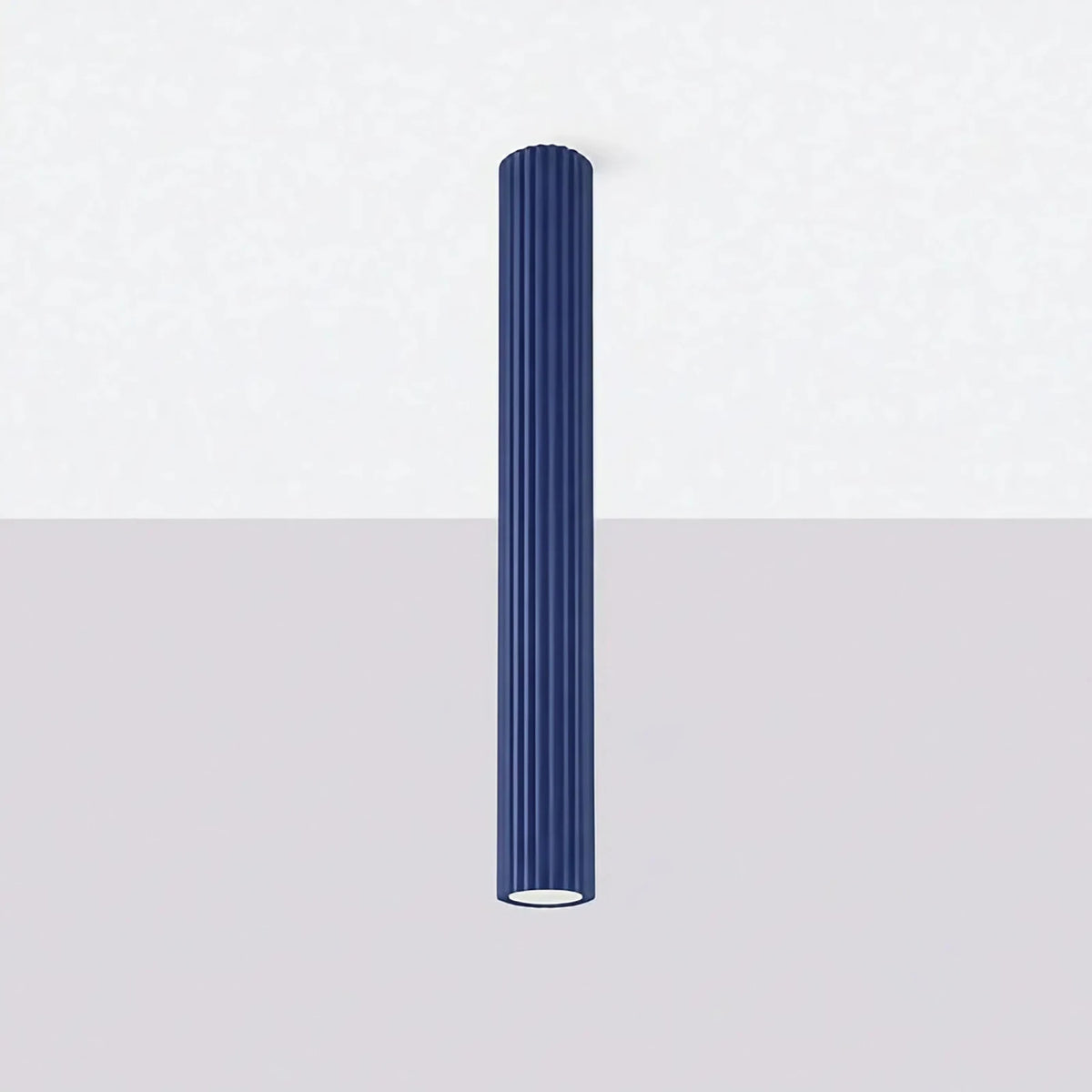 Plafonnier tube cannelé en aluminium, 10 à 60 cm de haut, outremer