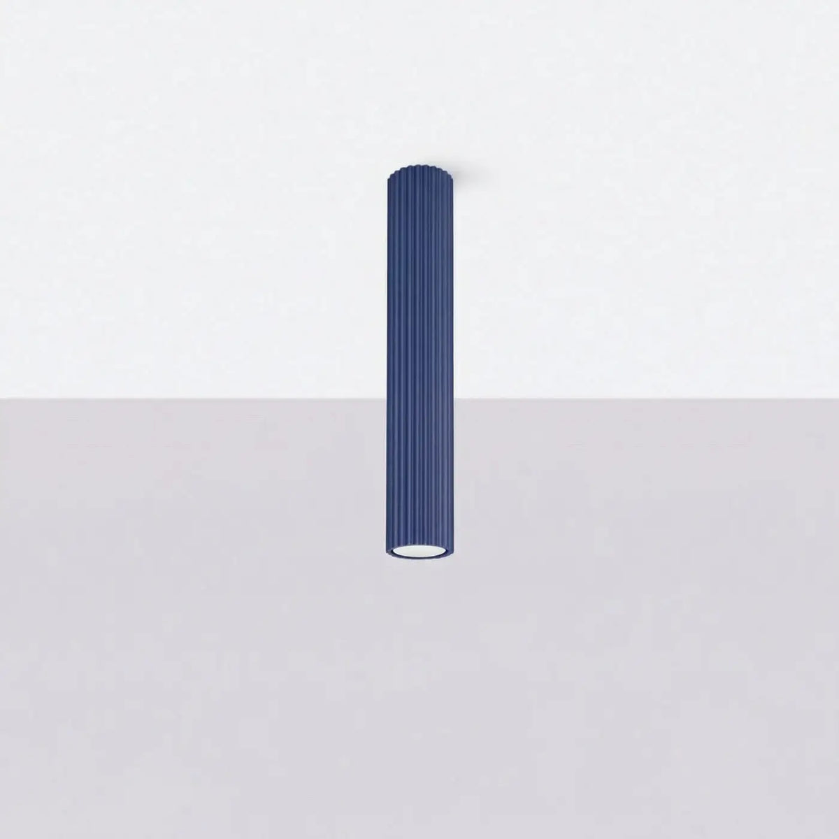 Plafonnier tube cannelé en aluminium, 10 à 60 cm de haut, outremer