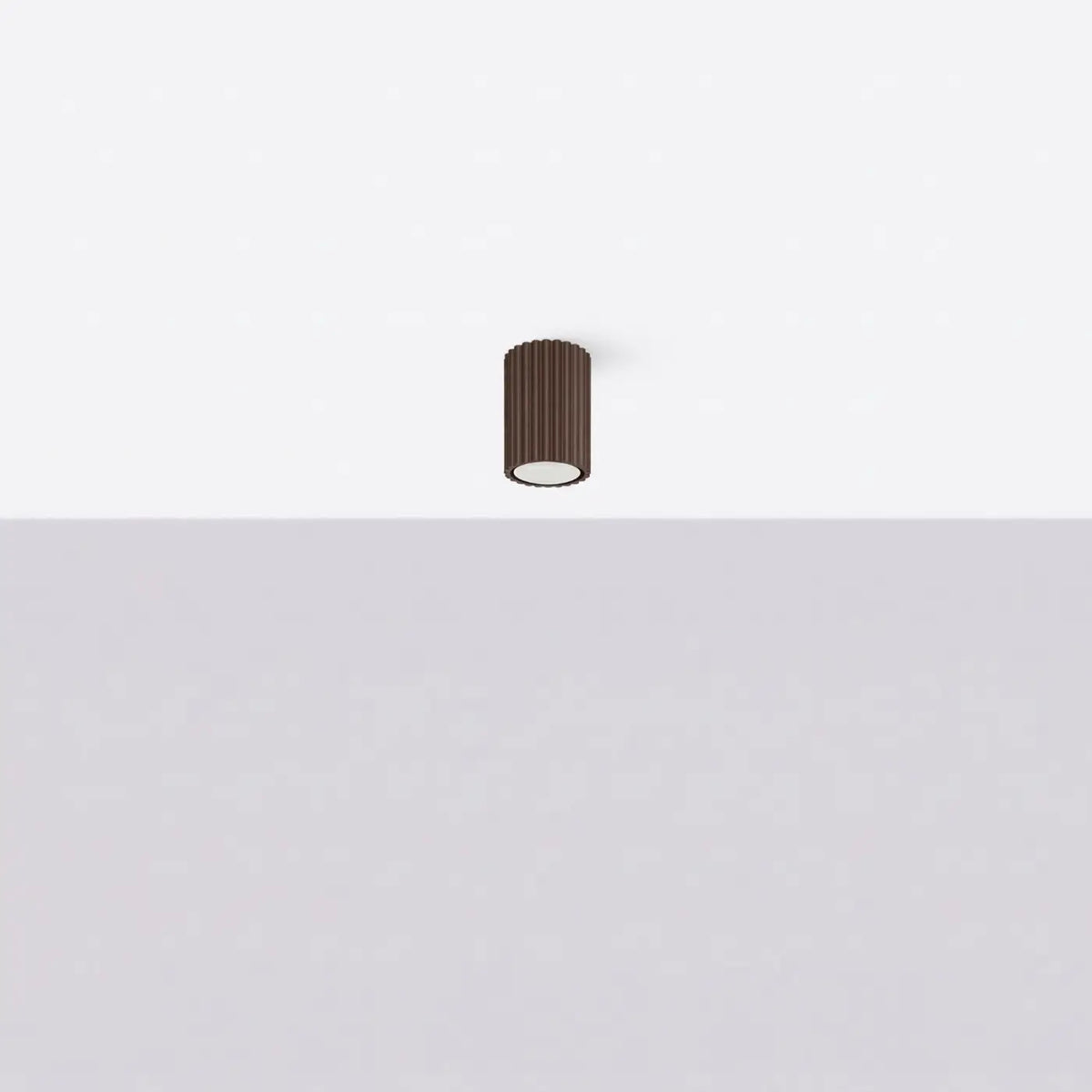 Plafonnier tube cannelé en aluminium, 10 à 60 cm de haut, marron