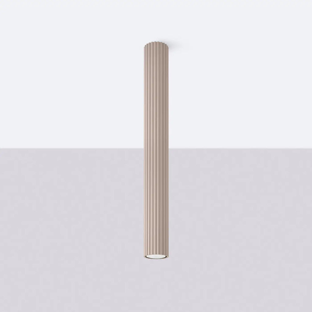 Plafonnier tube cannelé en aluminium, 10 à 60 cm de haut, taupe