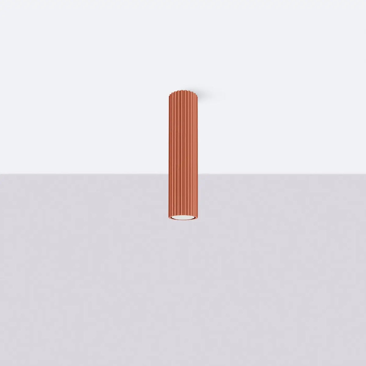 Plafonnier tube cannelé en aluminium, 10 à 60 cm de haut, rouge ocre