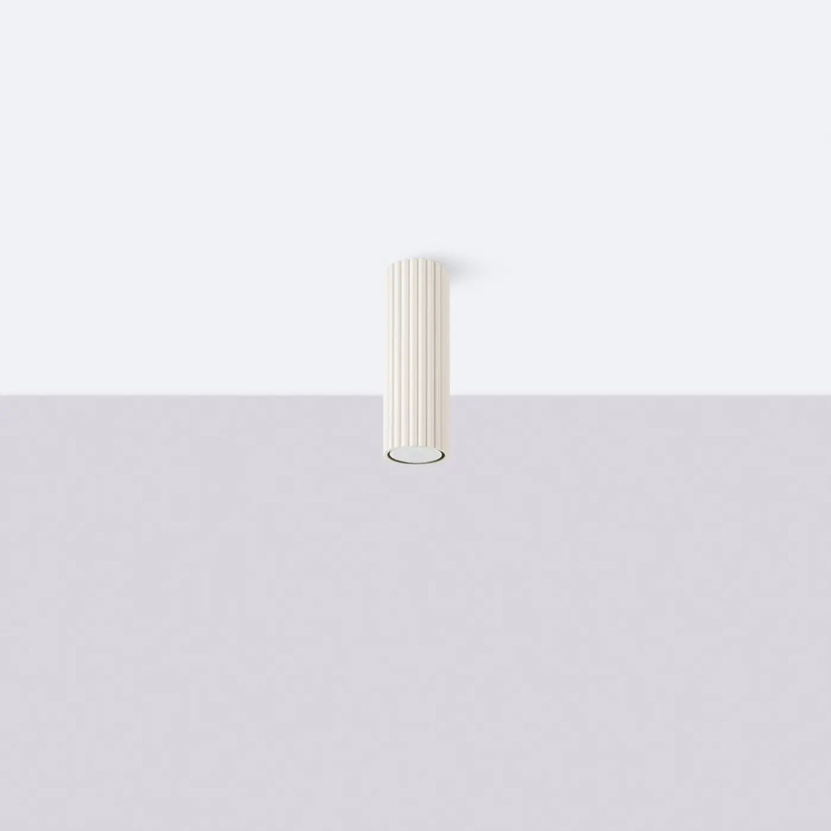 Plafonnier tube cannelé en aluminium, 10 à 60 cm de haut, beige