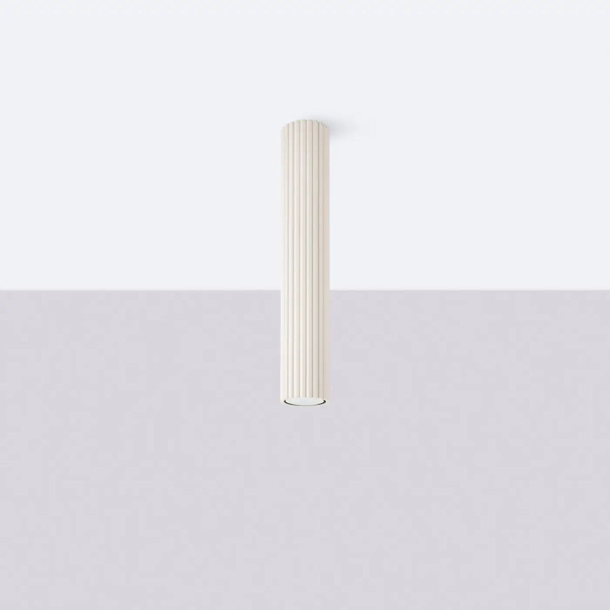 Plafonnier tube cannelé en aluminium, 10 à 60 cm de haut, beige