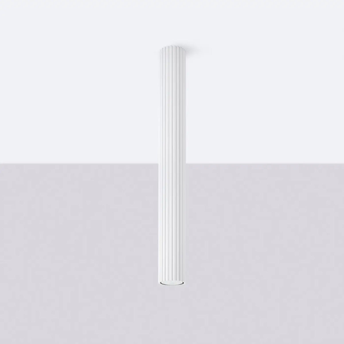 Plafonnier tube cannelé en aluminium, 10 à 60 cm de haut, blanc