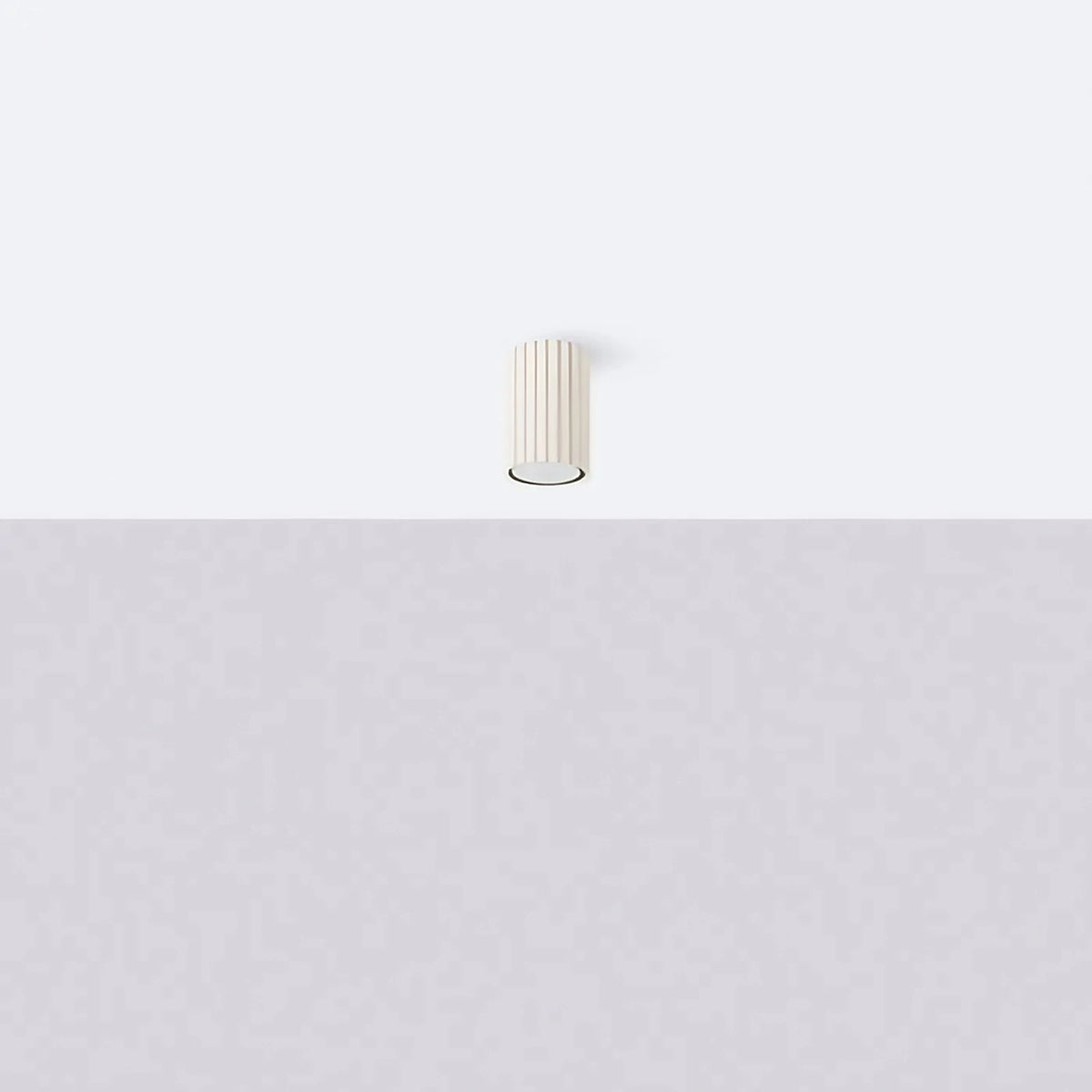 Plafonnier tube cannelé en aluminium, 10 à 60 cm de haut, beige