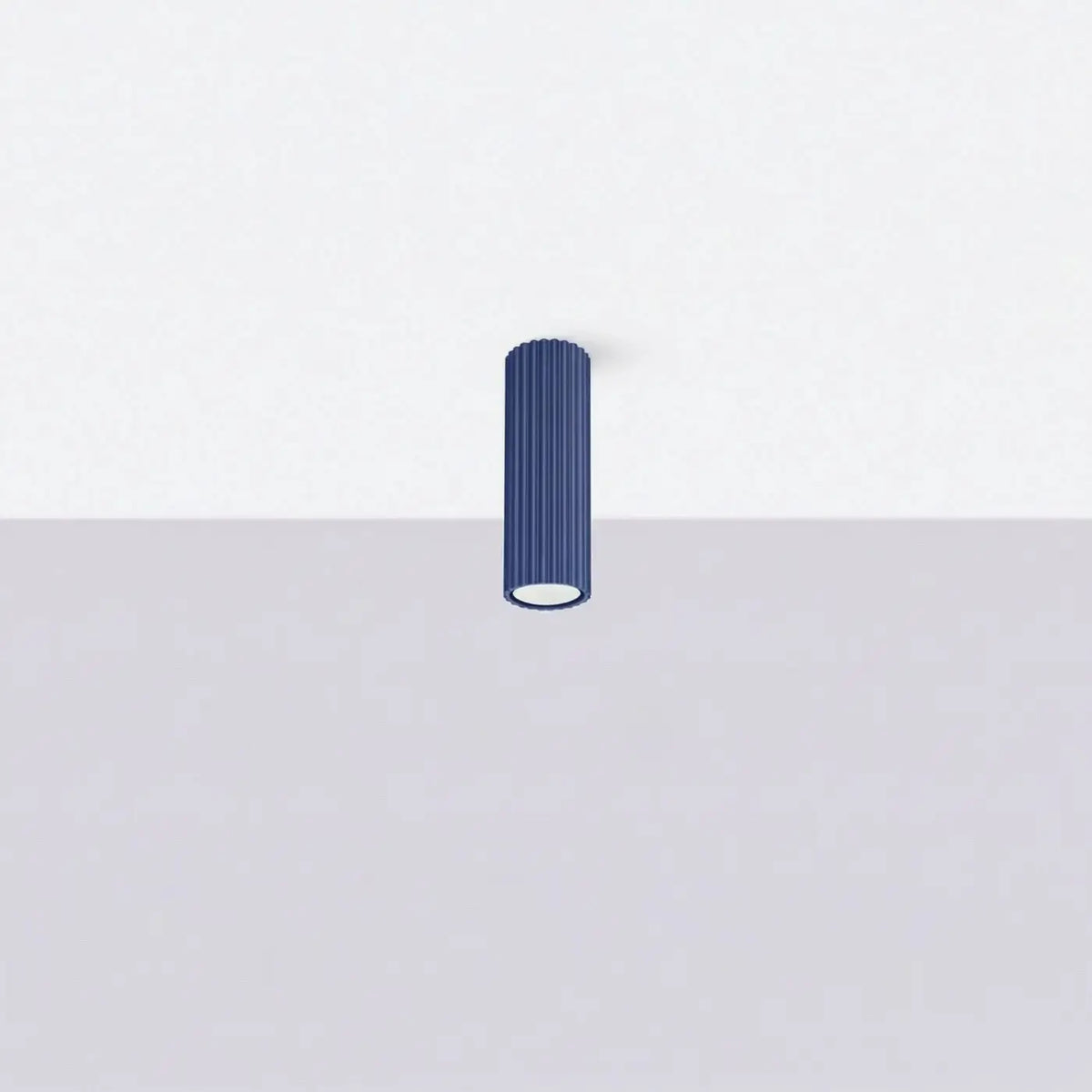 Plafonnier tube cannelé en aluminium, 10 à 60 cm de haut, outremer