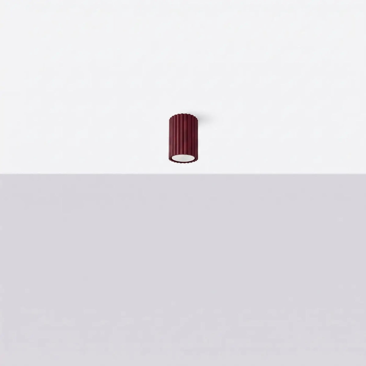Plafonnier tube cannelé en aluminium, 10 à 60 cm de haut, bordeaux