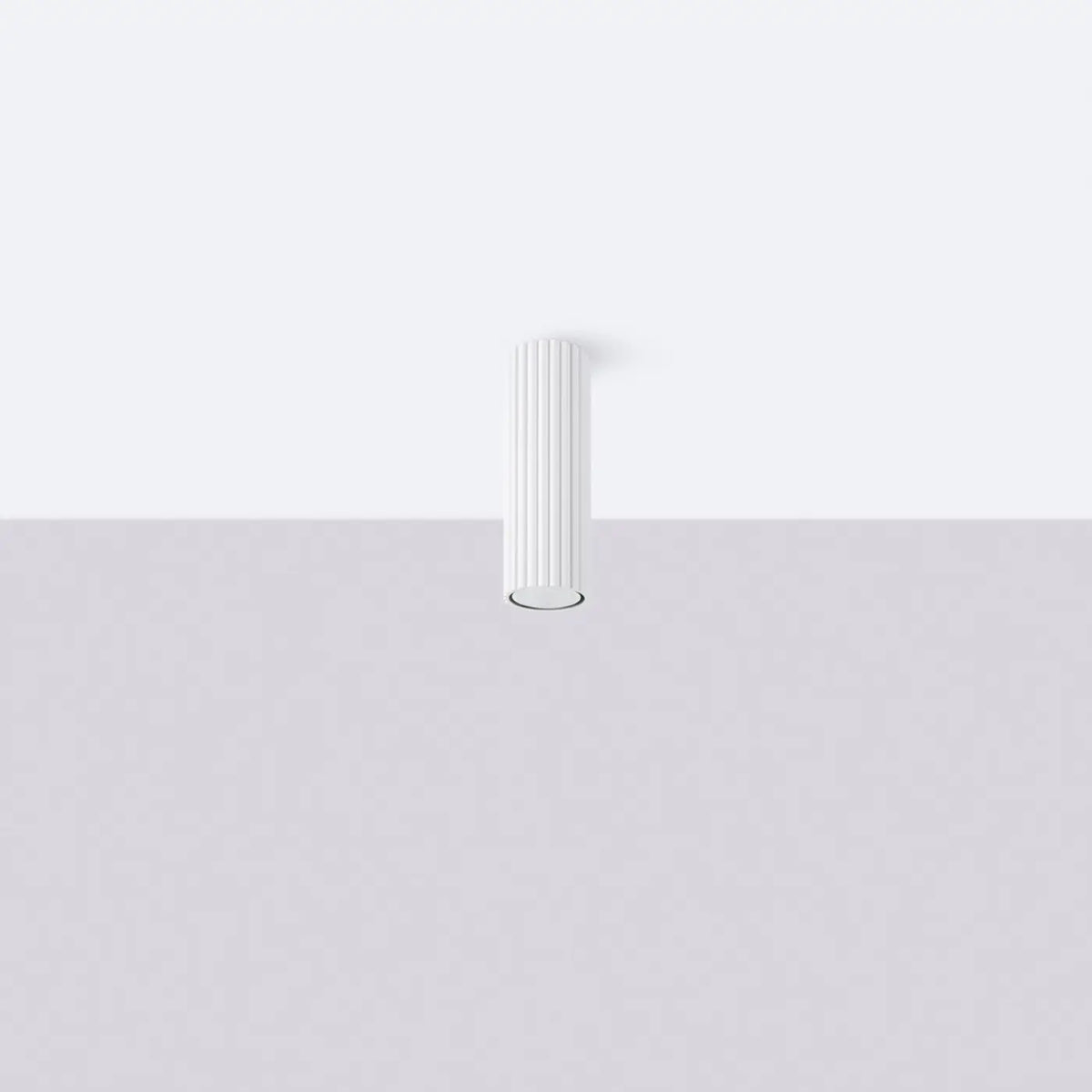 Plafonnier tube cannelé en aluminium, 10 à 60 cm de haut, blanc