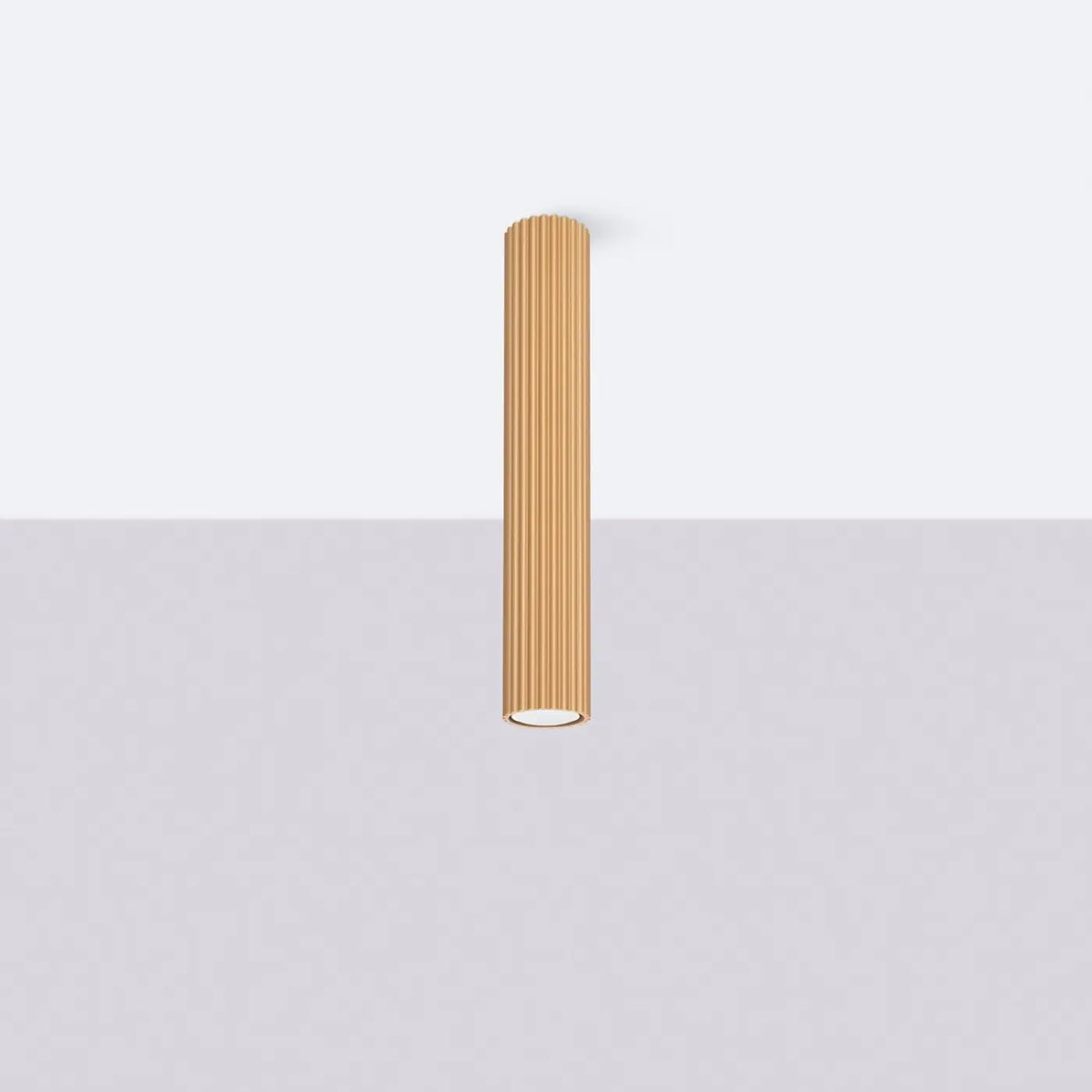 Plafonnier tube cannelé en aluminium, 10 à 60 cm de haut, doré