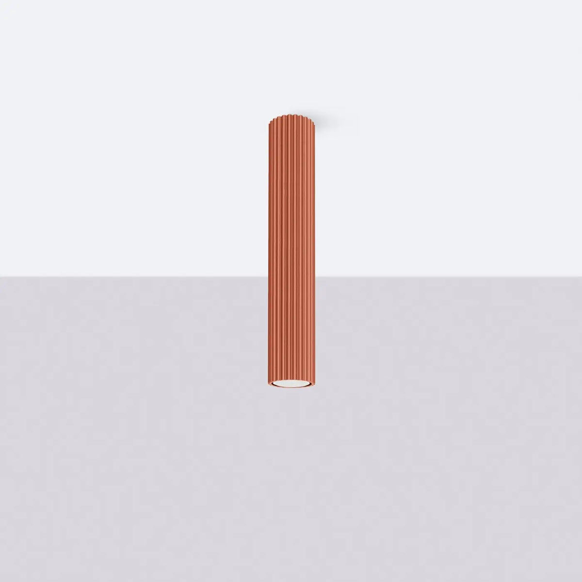Plafonnier tube cannelé en aluminium, 10 à 60 cm de haut, rouge ocre