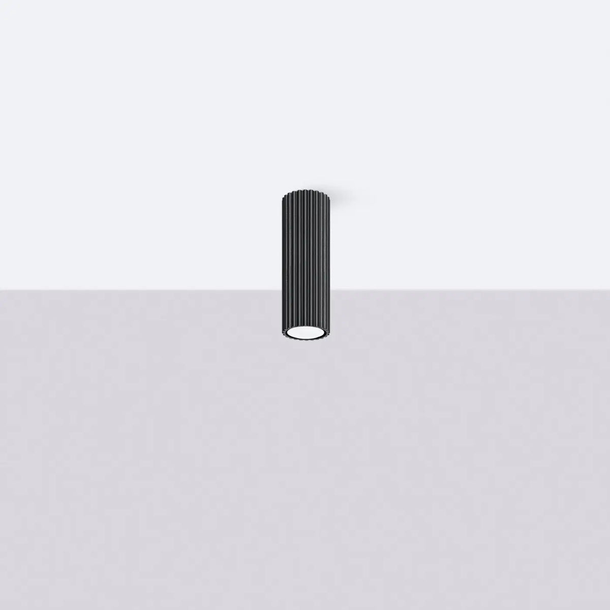 Plafonnier tube cannelé en aluminium, 10 à 60 cm de haut, noir