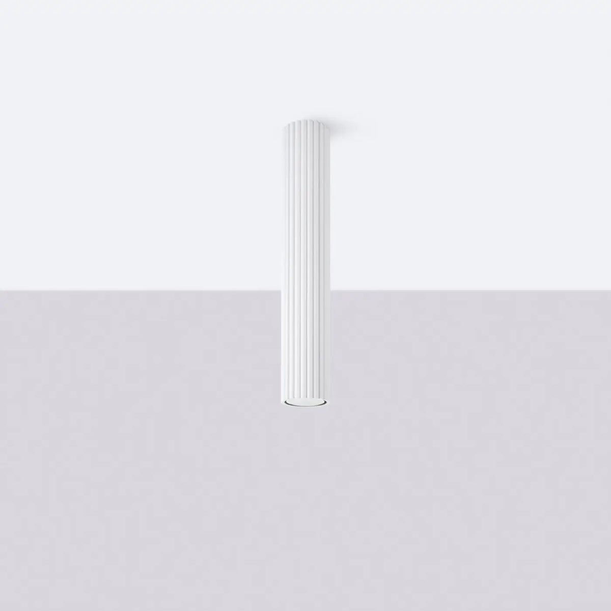 Plafonnier tube cannelé en aluminium, 10 à 60 cm de haut, blanc