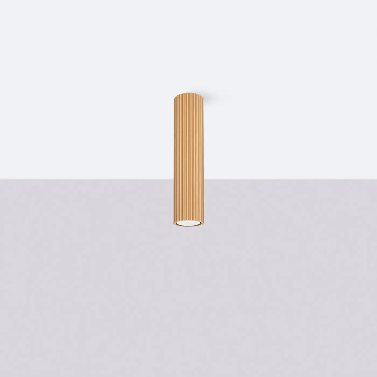 Plafonnier tube cannelé en aluminium, 10 à 60 cm de haut, doré