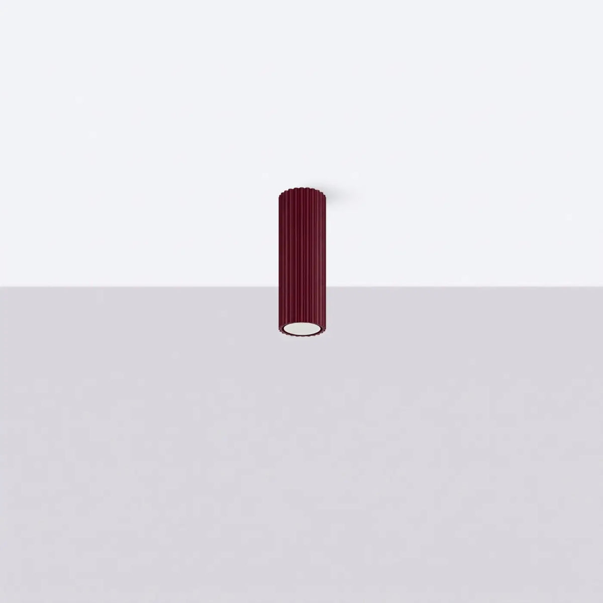 Plafonnier tube cannelé en aluminium, 10 à 60 cm de haut, bordeaux