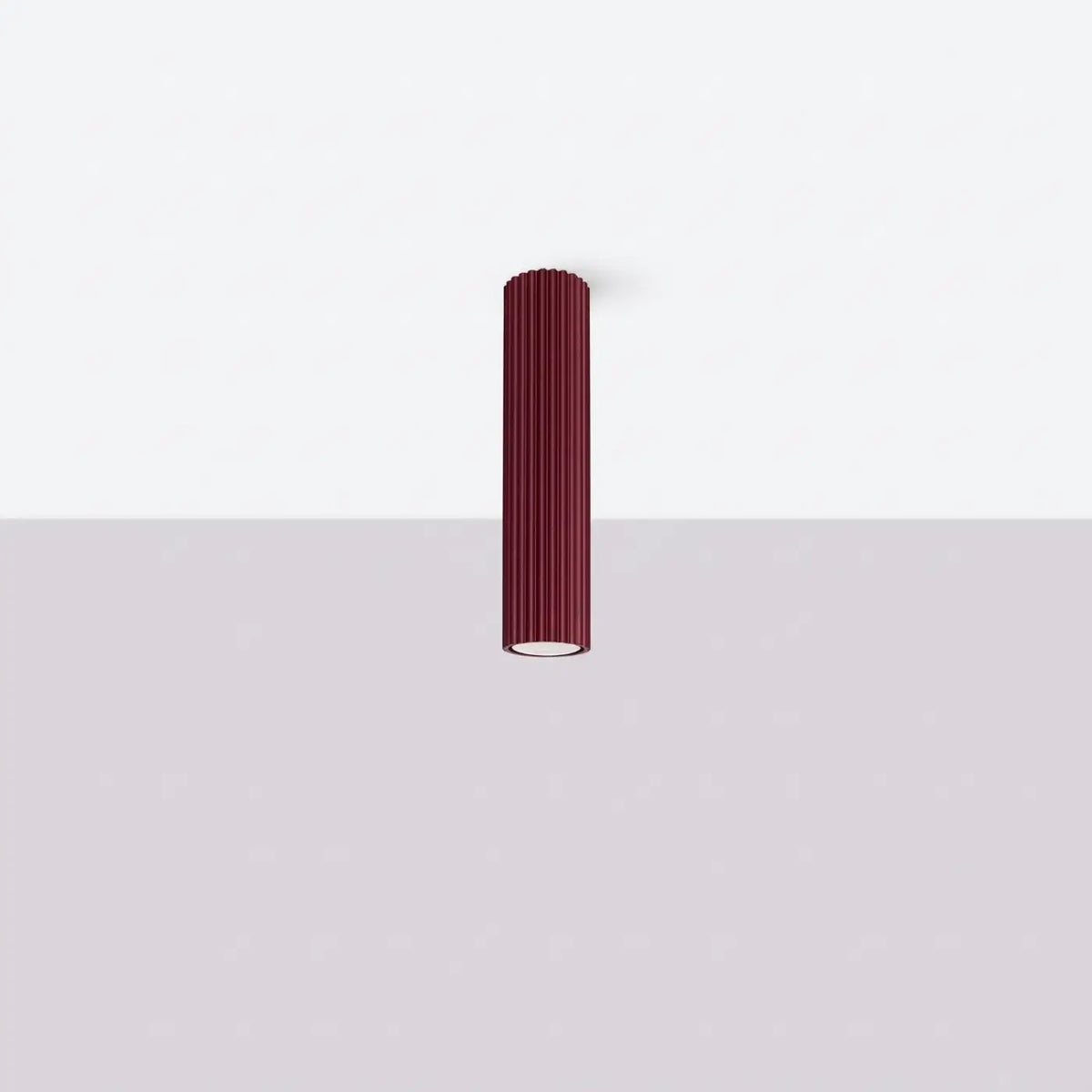 Plafonnier tube cannelé en aluminium, 10 à 60 cm de haut, bordeaux