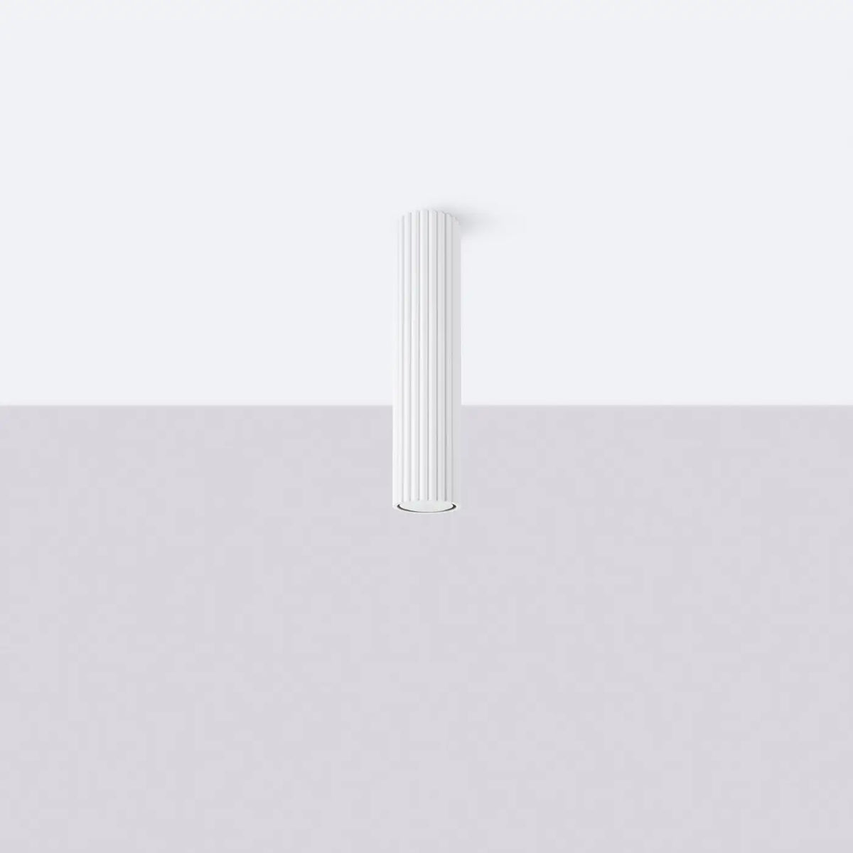 Plafonnier tube cannelé en aluminium, 10 à 60 cm de haut, blanc