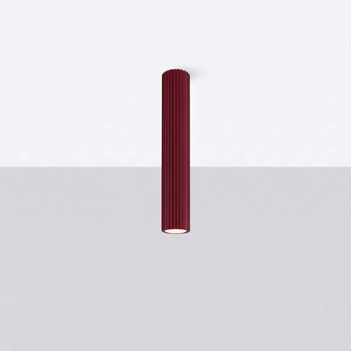 Plafonnier tube cannelé en aluminium, 10 à 60 cm de haut, bordeaux