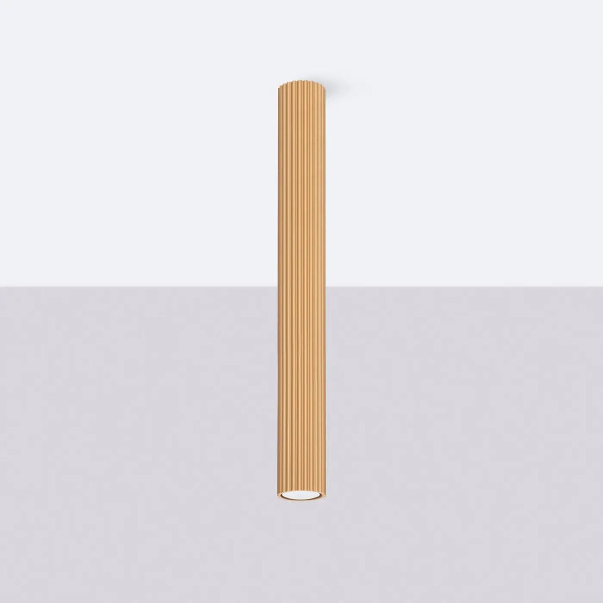 Plafonnier tube cannelé en aluminium, 10 à 60 cm de haut, doré