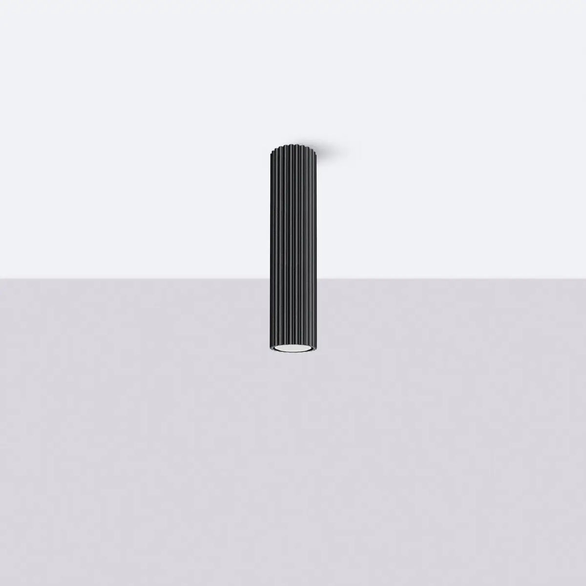 Plafonnier tube cannelé en aluminium, 10 à 60 cm de haut, noir