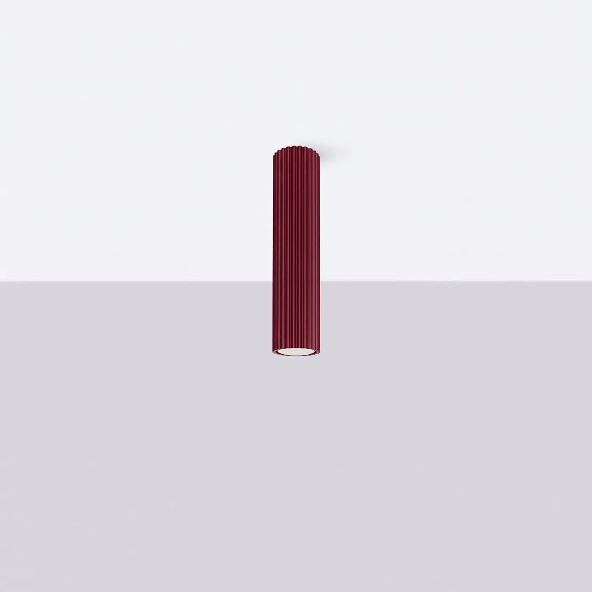 Plafonnier tube cannelé en aluminium, 10 à 60 cm de haut, bordeaux