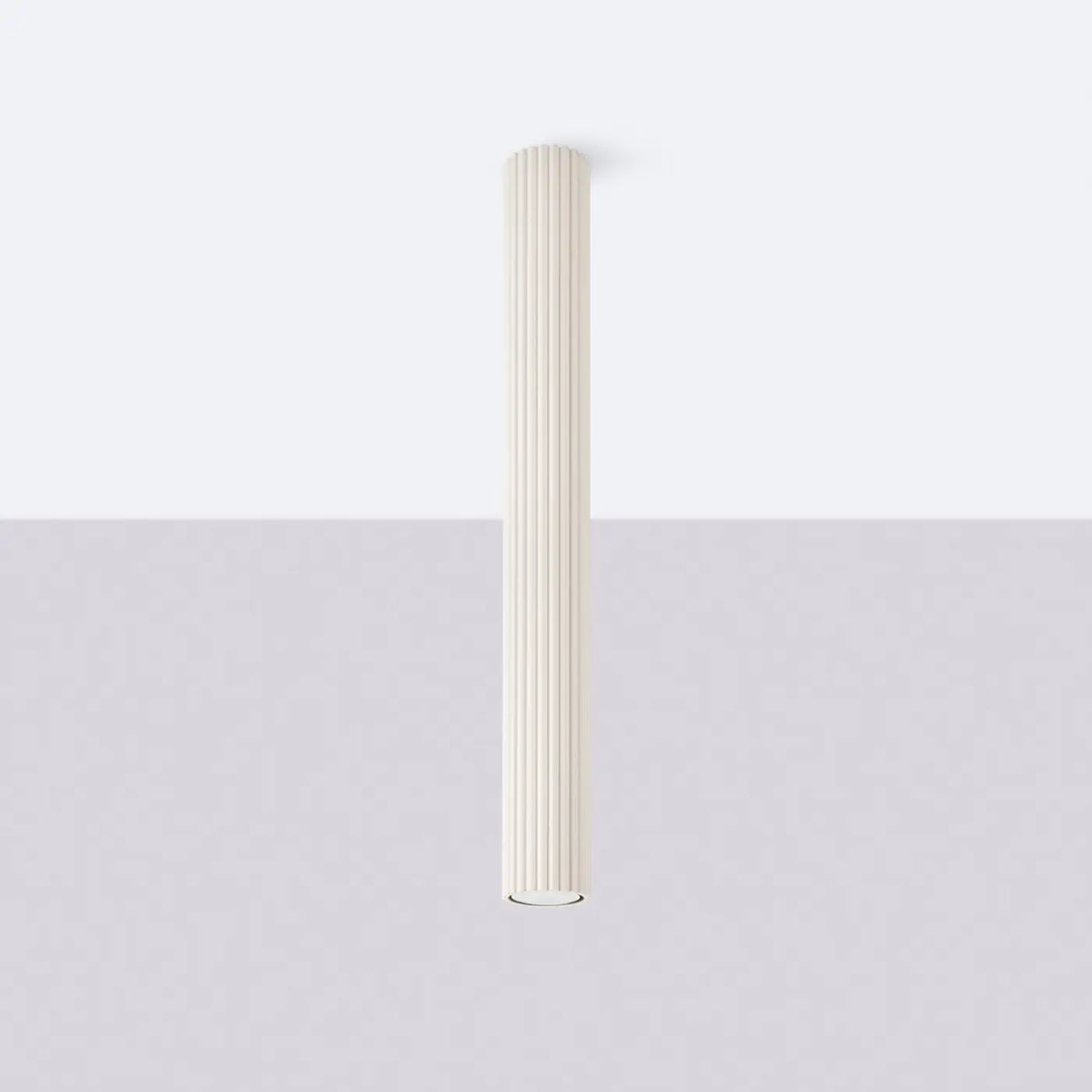 Plafonnier tube cannelé en aluminium, 10 à 60 cm de haut, beige
