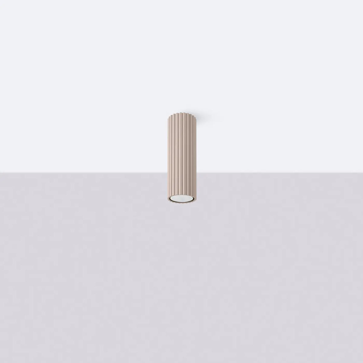 Plafonnier tube cannelé en aluminium, 10 à 60 cm de haut, taupe