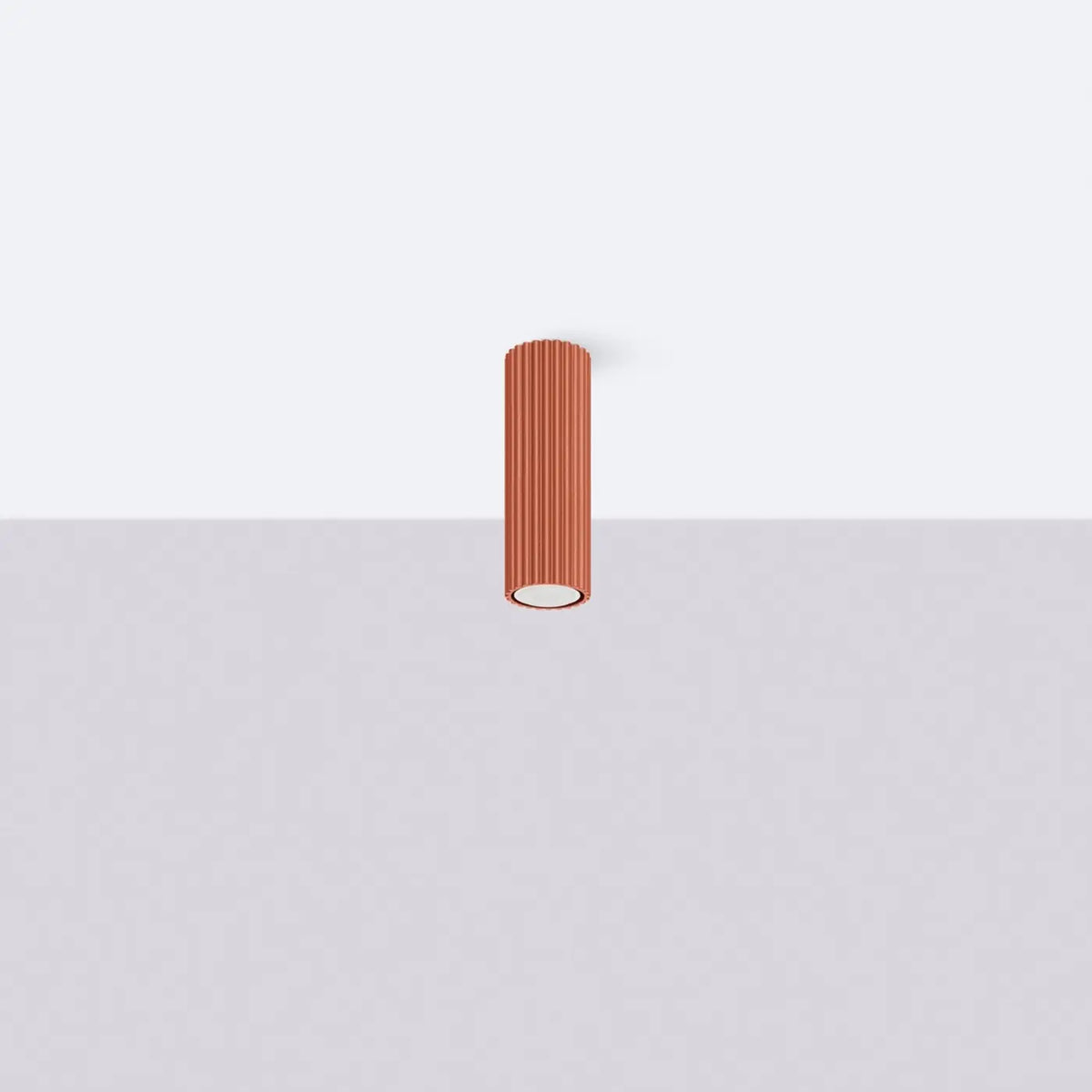 Plafonnier tube cannelé en aluminium, 10 à 60 cm de haut, rouge ocre