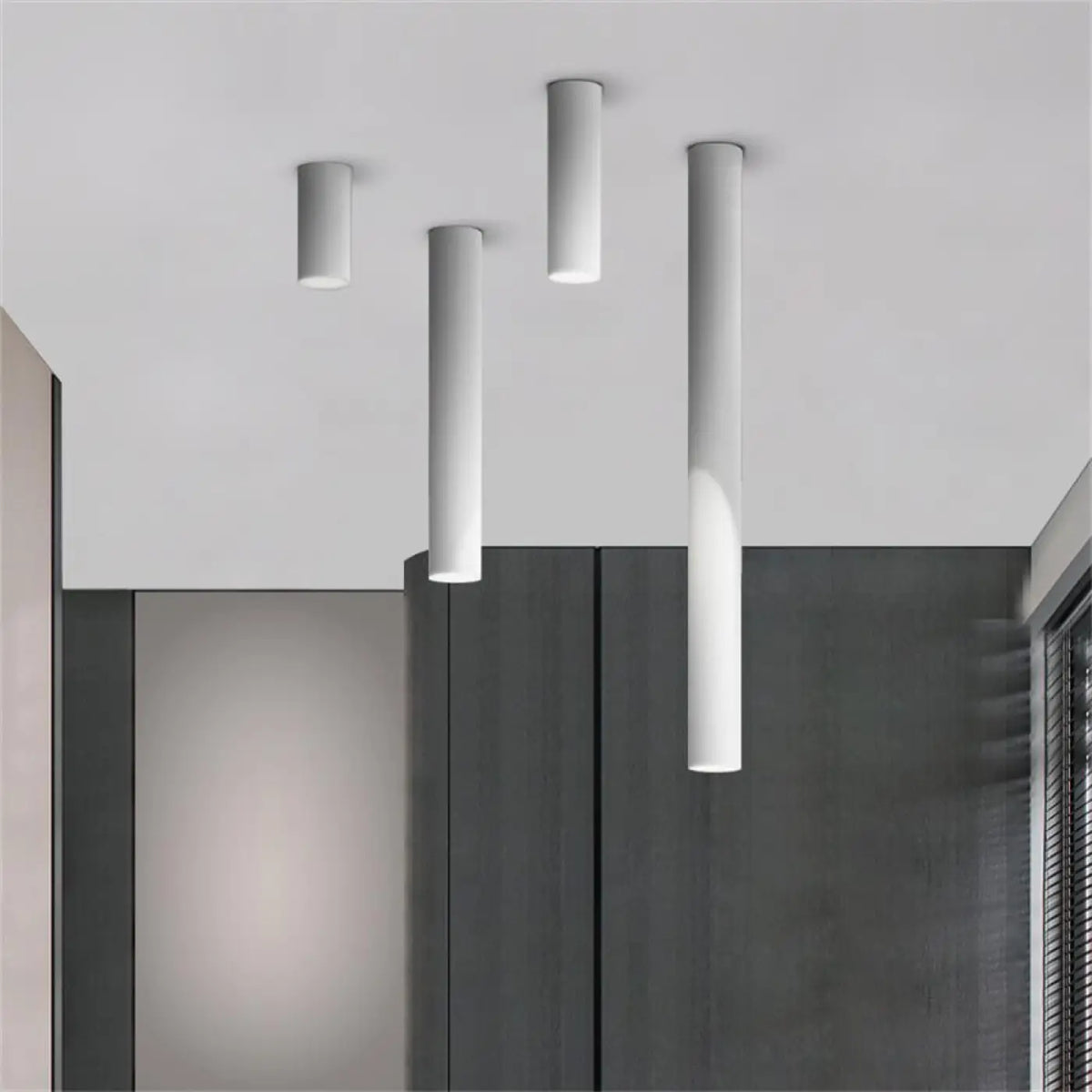 Plafonnier tube LED en aluminium, noir ou blanc, S à XL, blanc