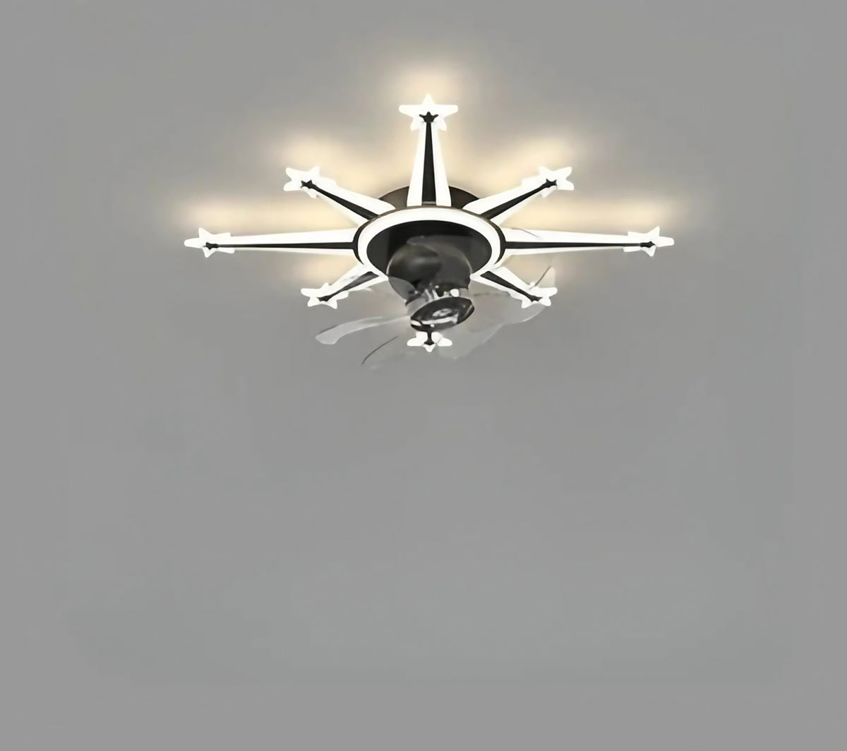 Plafonnier ventilateur à tubes lumineux, circulaire ou étoile, noir