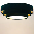 Plafonnier en velours vert, intérieur doré, 60 cm