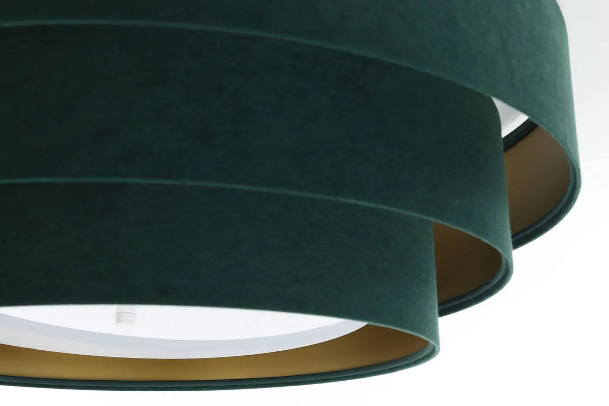 Plafonnier en velours vert, intérieur doré, 60 cm
