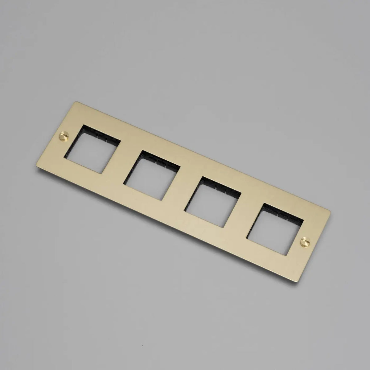 Plaque murale en métal pour prises, sans inserts, 1 à 4 postes, doré