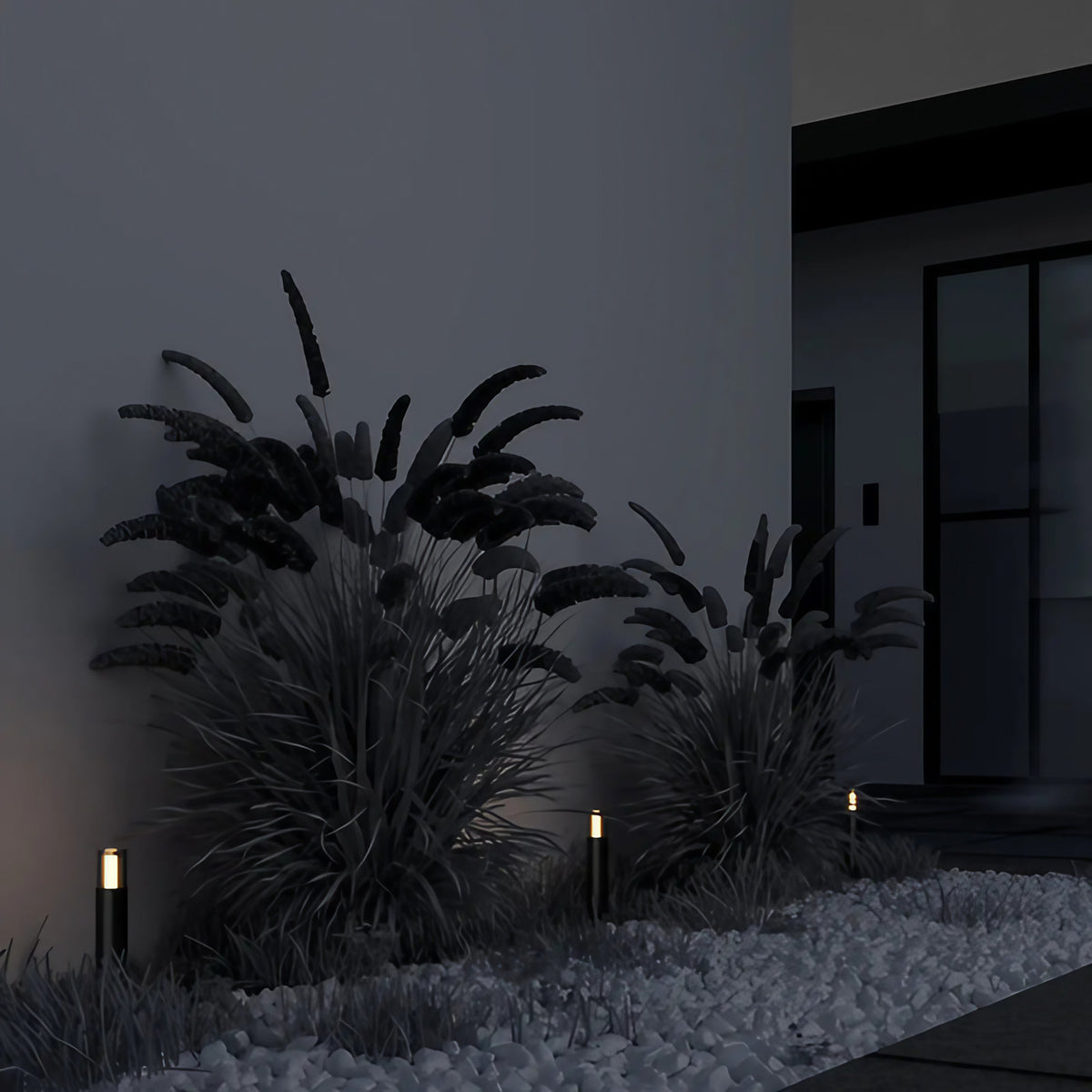 Potelet lumineux de jardin en acier noir, 37 ou 46 cm