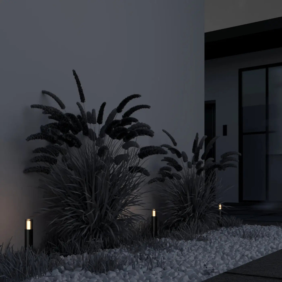 Potelet lumineux de jardin en acier noir, 37 ou 46 cm