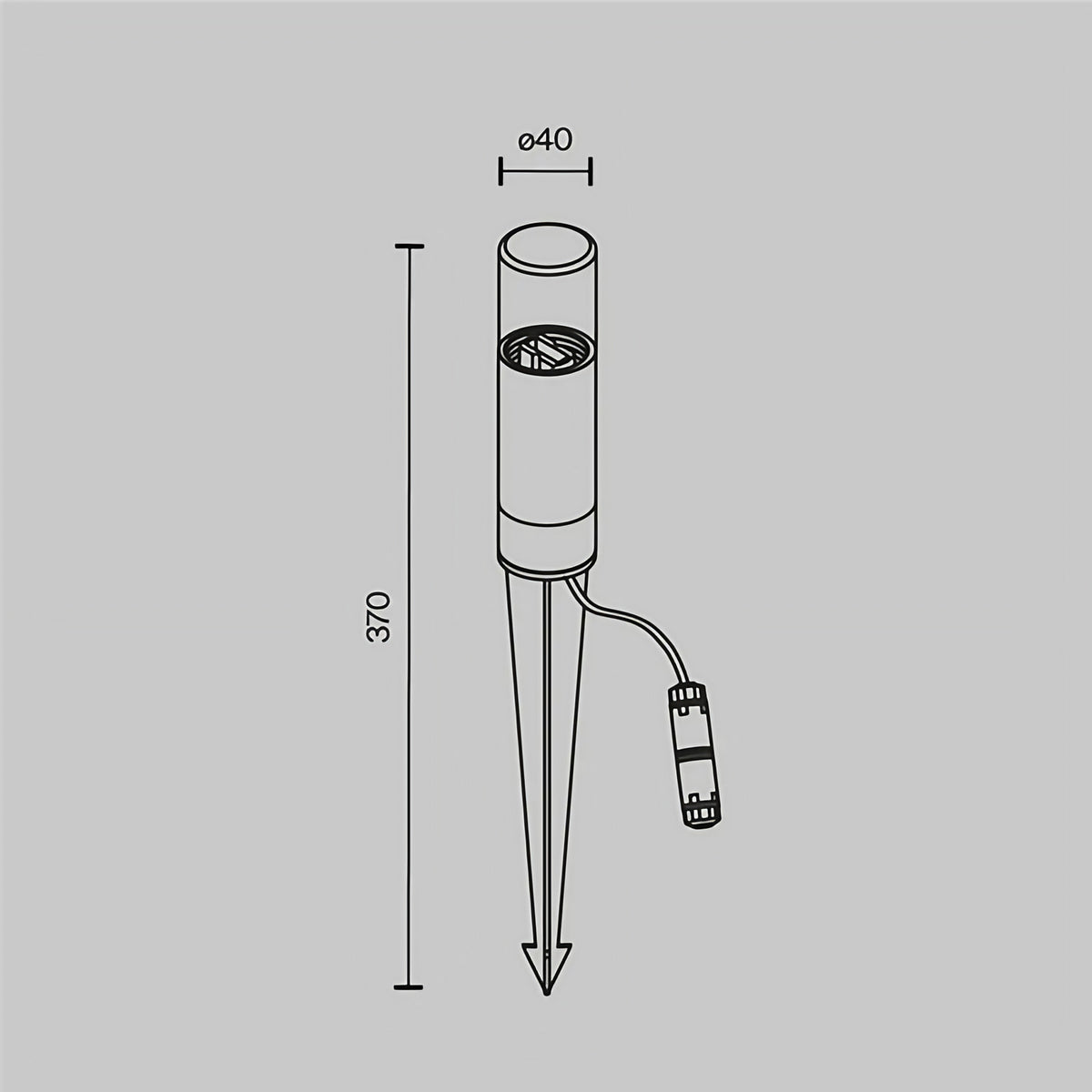 Potelet lumineux de jardin en acier noir, 37 ou 46 cm
