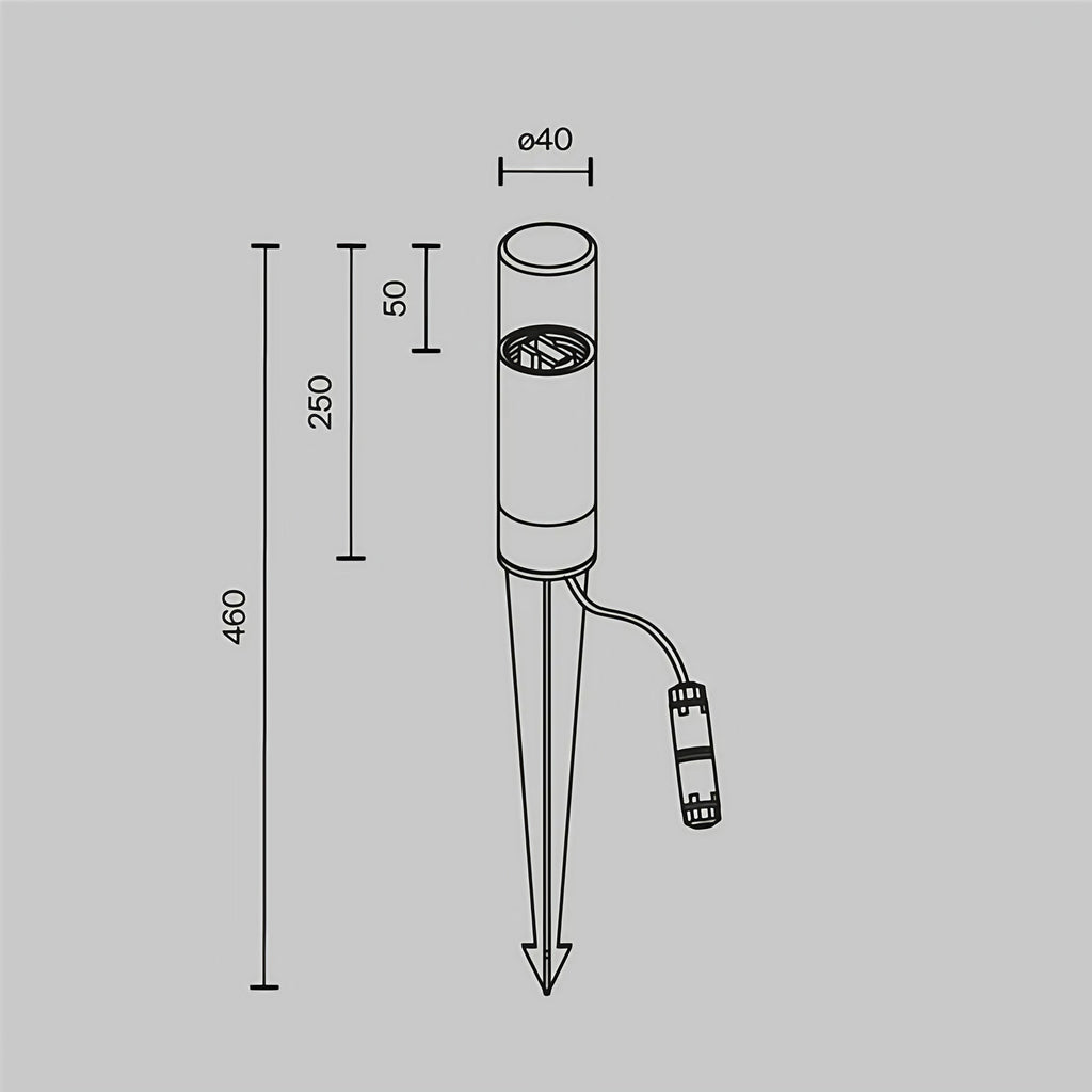 Potelet lumineux de jardin en acier noir, 37 ou 46 cm