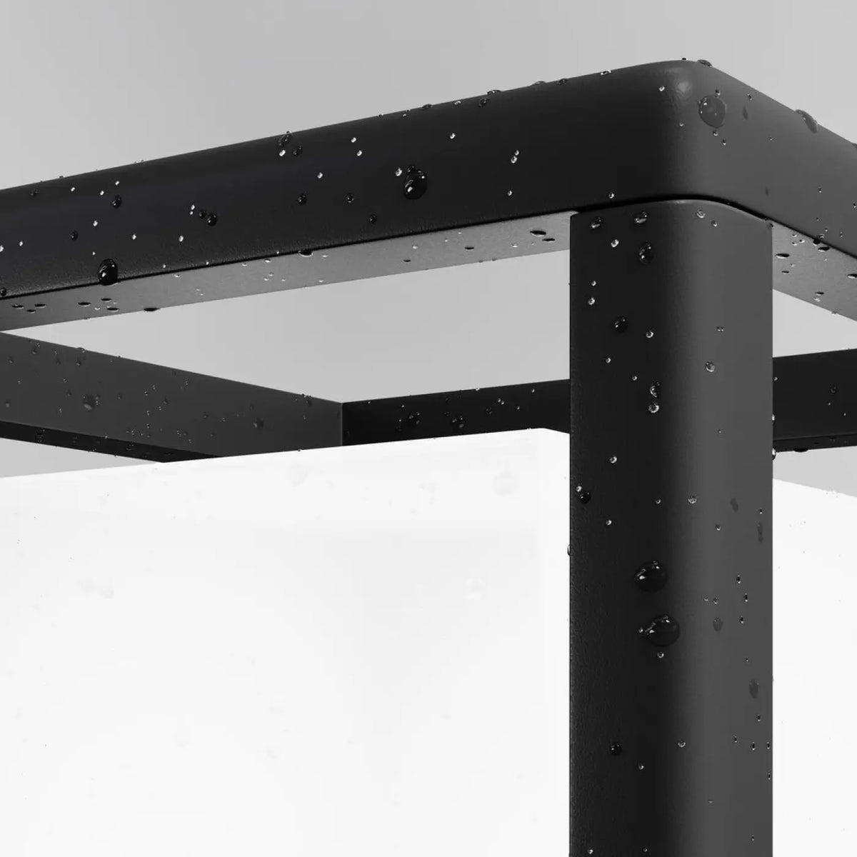 Potelet extérieur compact à cadre ajouré en acier noir, IP65