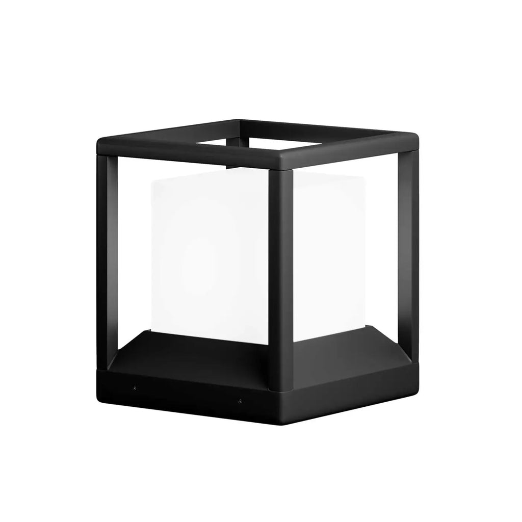 Potelet extérieur compact à cadre ajouré en acier noir, IP65