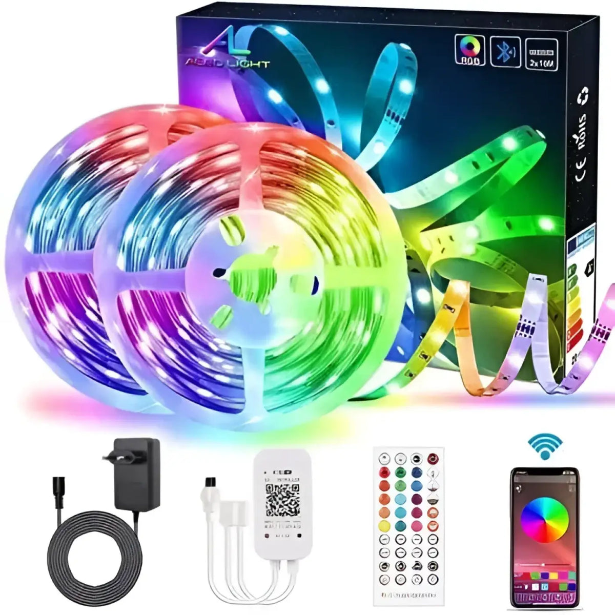 Ruban LED multicolore avec télécommande, de 5 à 20 m