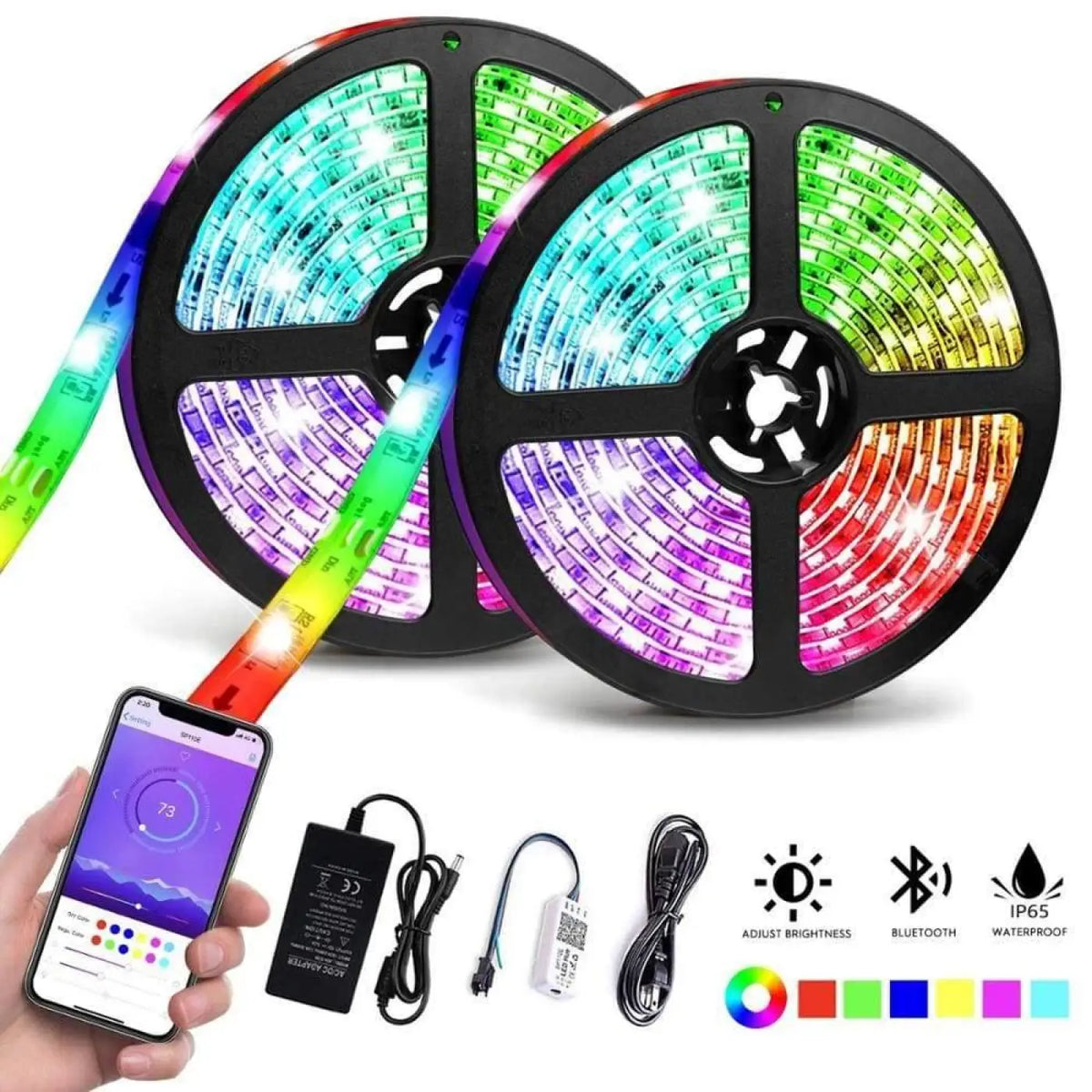Ruban LED multicolore avec télécommande, de 5 à 20 m