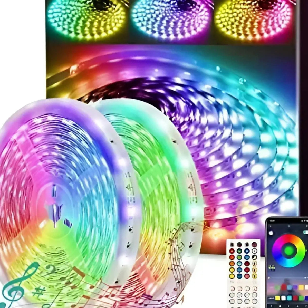 Ruban LED multicolore avec télécommande, de 5 à 20 m