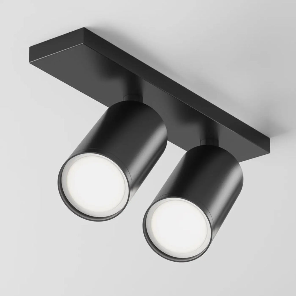 Spot double à deux têtes orientables en acier, 2 x GU10