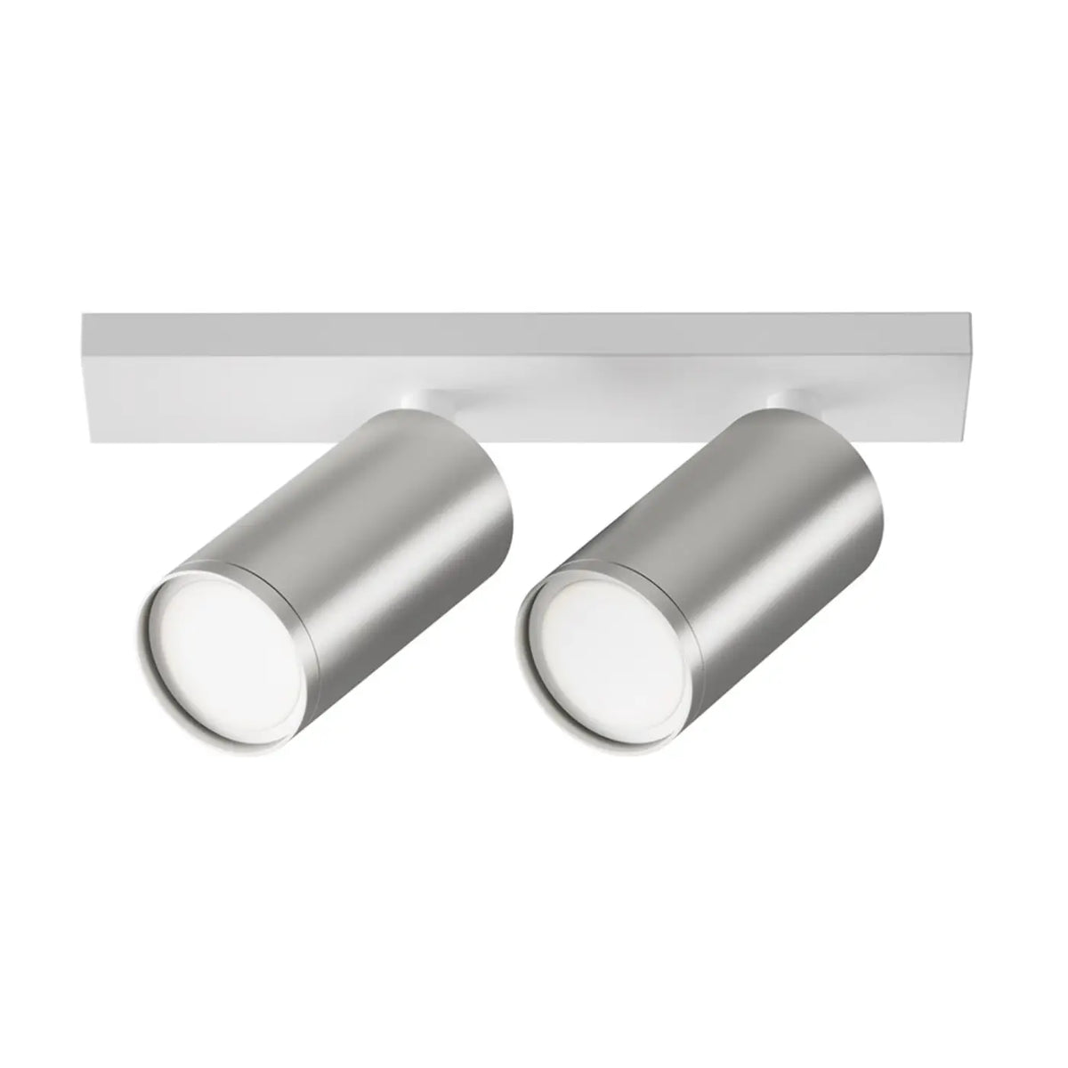 Spot double à deux têtes orientables en acier, 2 x GU10, argenté