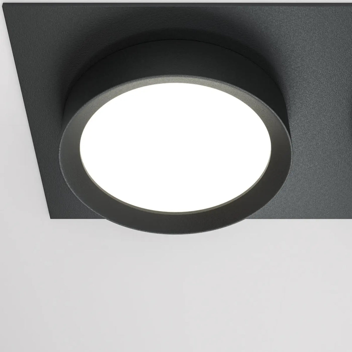 Spot double semi-encastré, deux disques, cadre en acier