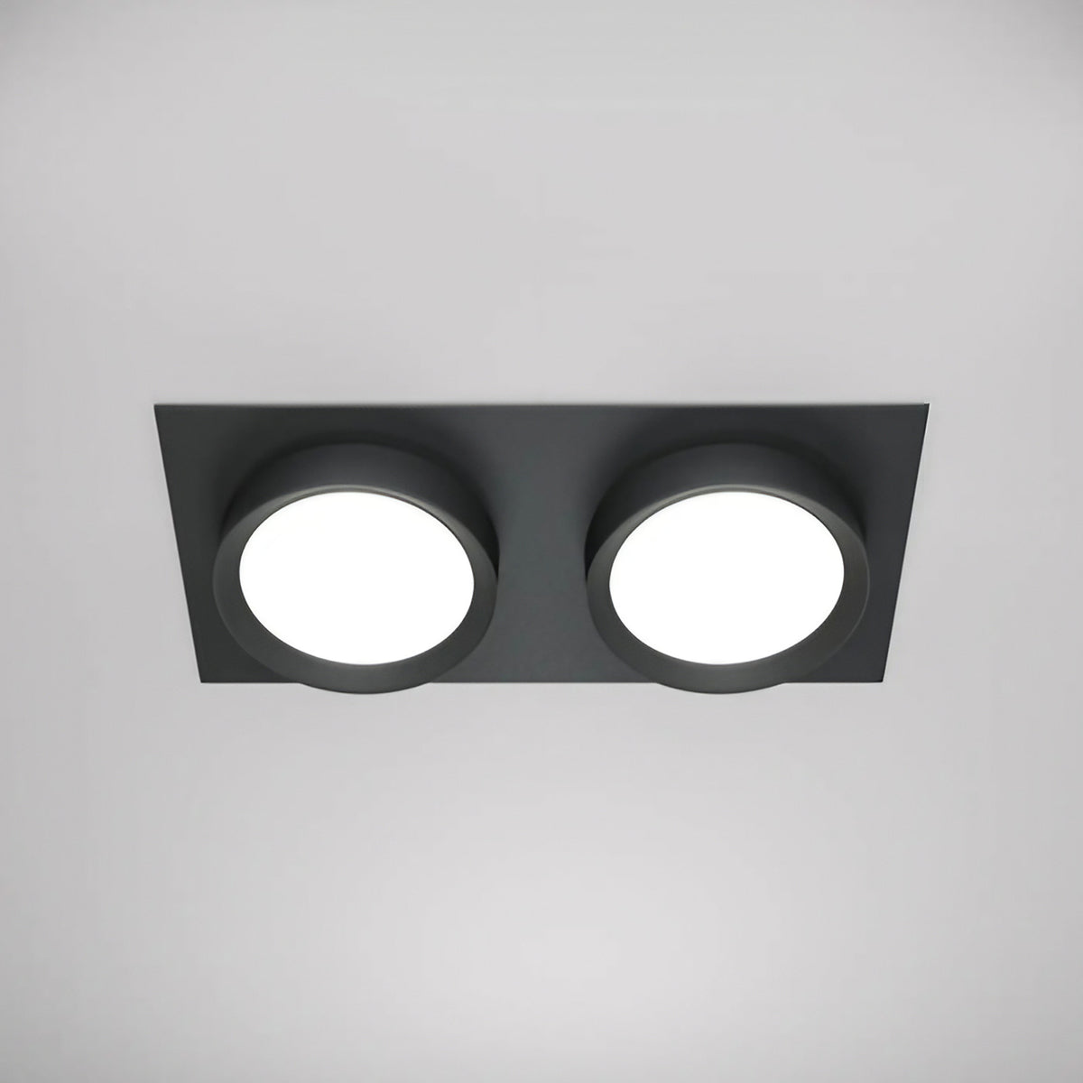 Spot double semi-encastré, deux disques, cadre en acier