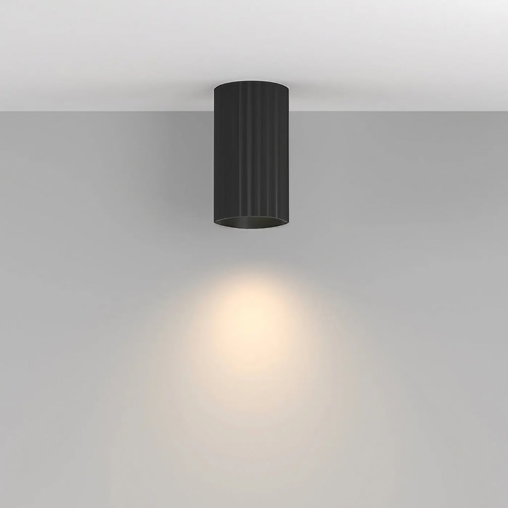 Spot en saillie cylindre cannelé en aluminium, culot GU10, noir