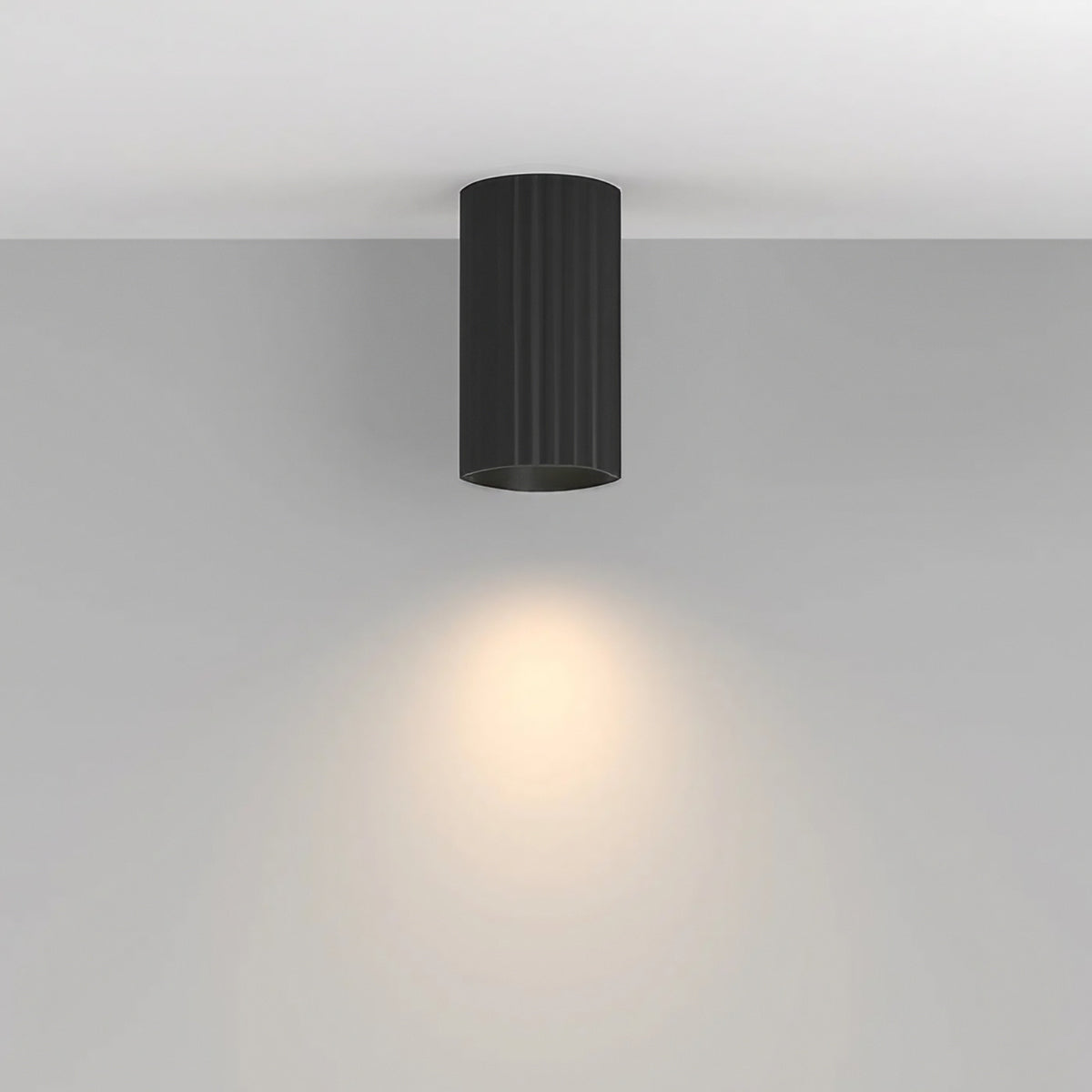 Spot en saillie cylindre cannelé en aluminium, culot GU10, noir