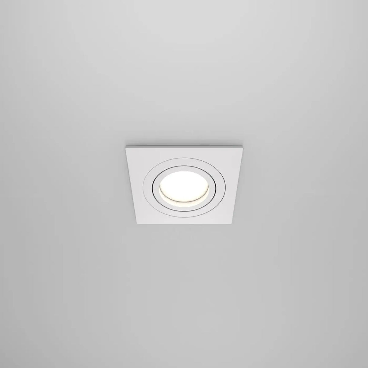 Spot encastrable à cadre carré orientable, aluminium, GU10, blanc