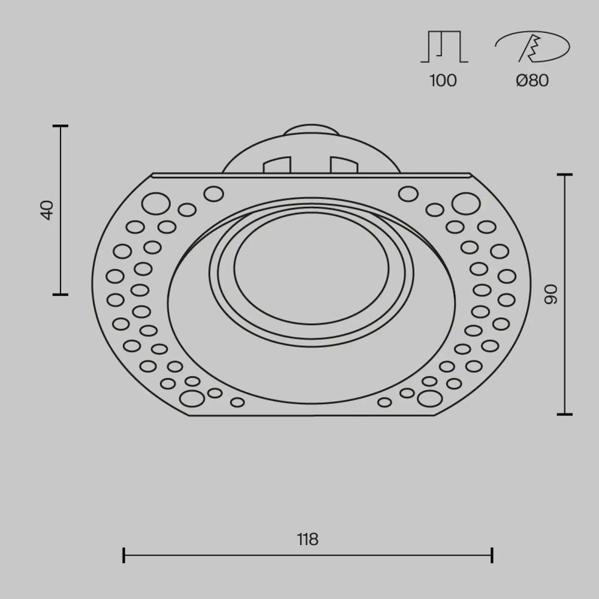 Spot encastrable rond sans collerette, pose à fleur de plafond